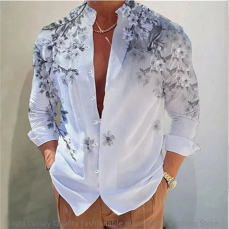 Flower pattern long-sleeved Shirt for Men