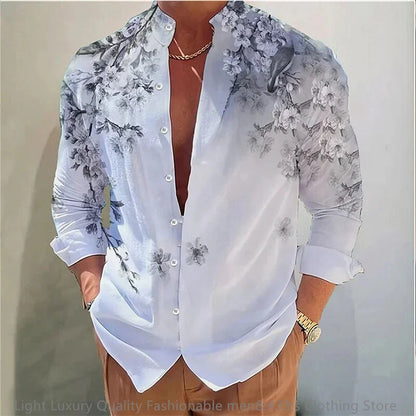 Flower pattern long-sleeved Shirt for Men