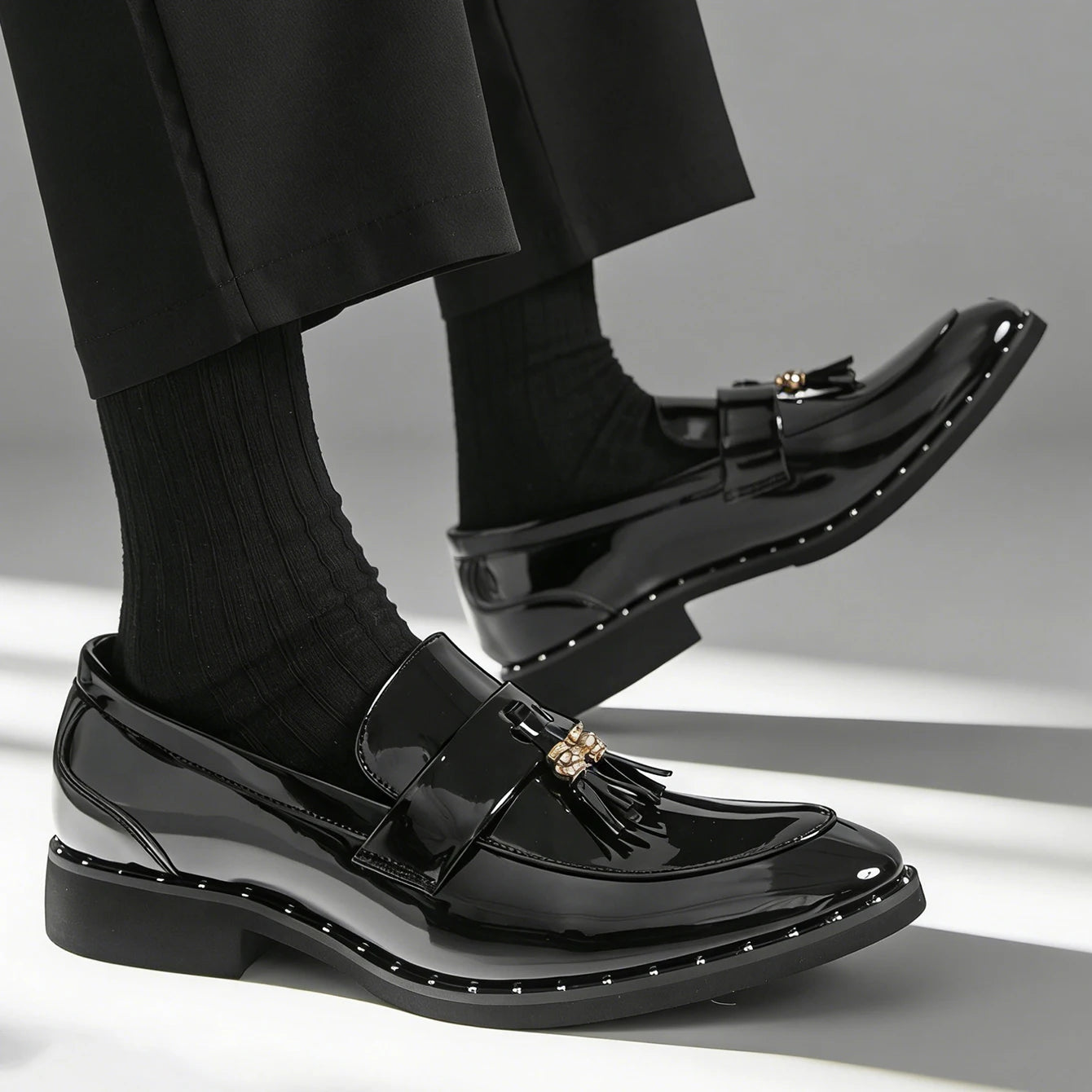 Slip-On Pointed Toe Patent Leather Shoes