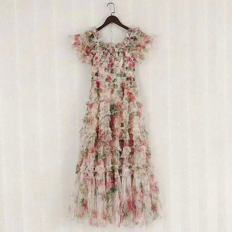 Runway Summer Holiday Floral Long Prom Dress For Women