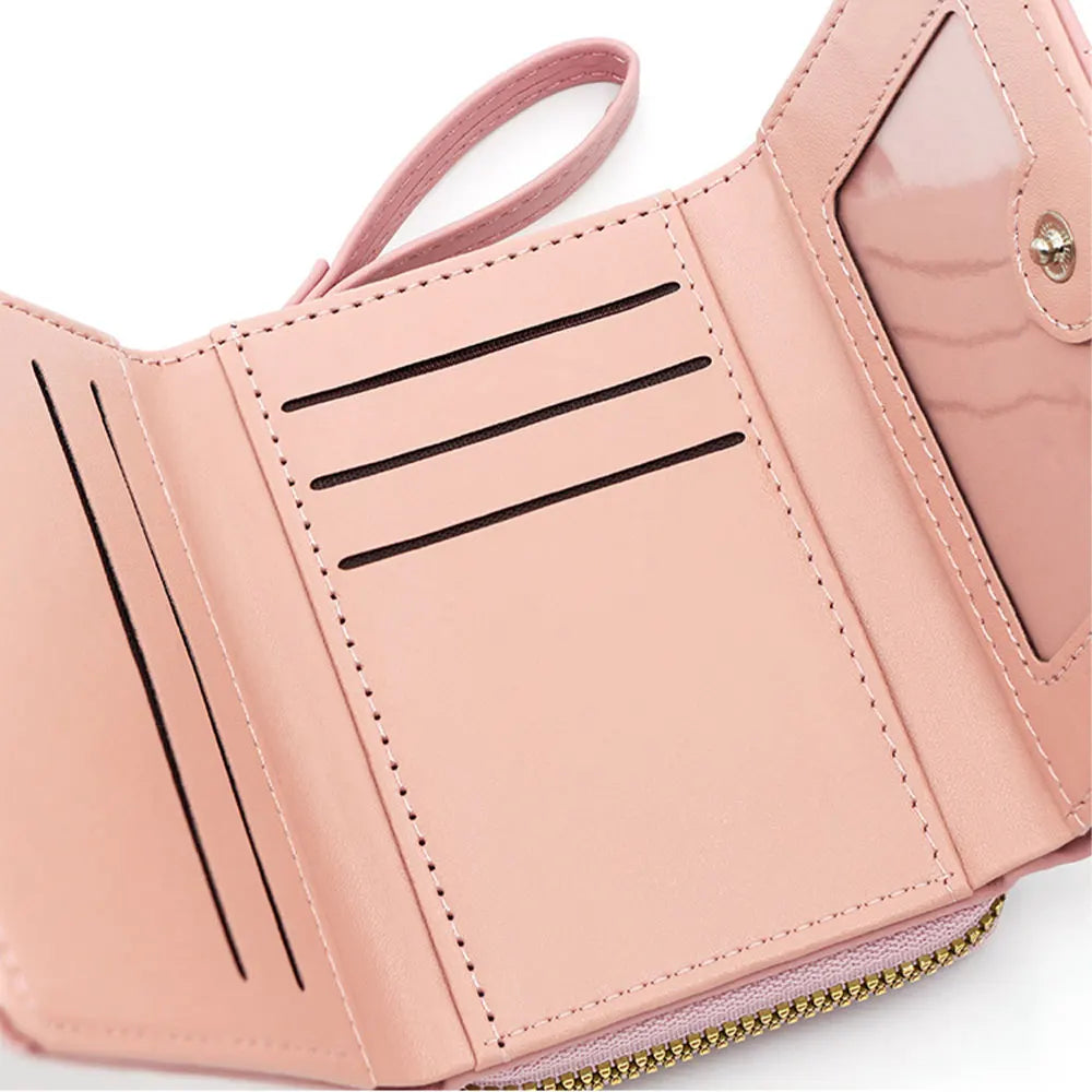 Heart Embroidered Short Wallet for Women