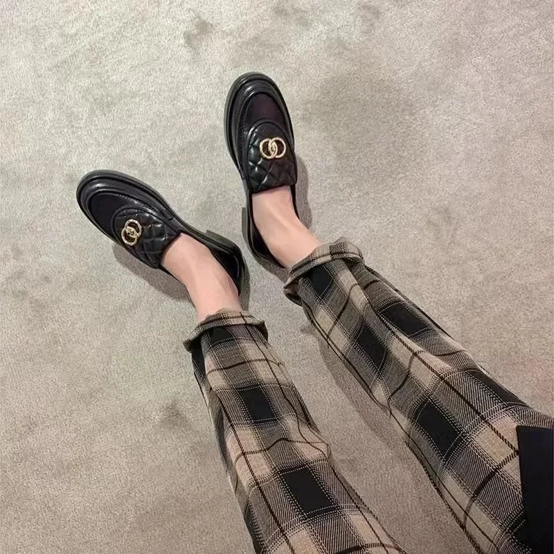 Black Chunky Loafer Thick Sole For Women