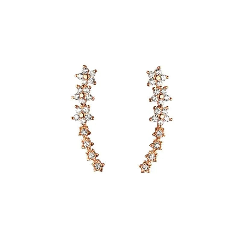 Zircon Flower Star Stud Earrings For Women