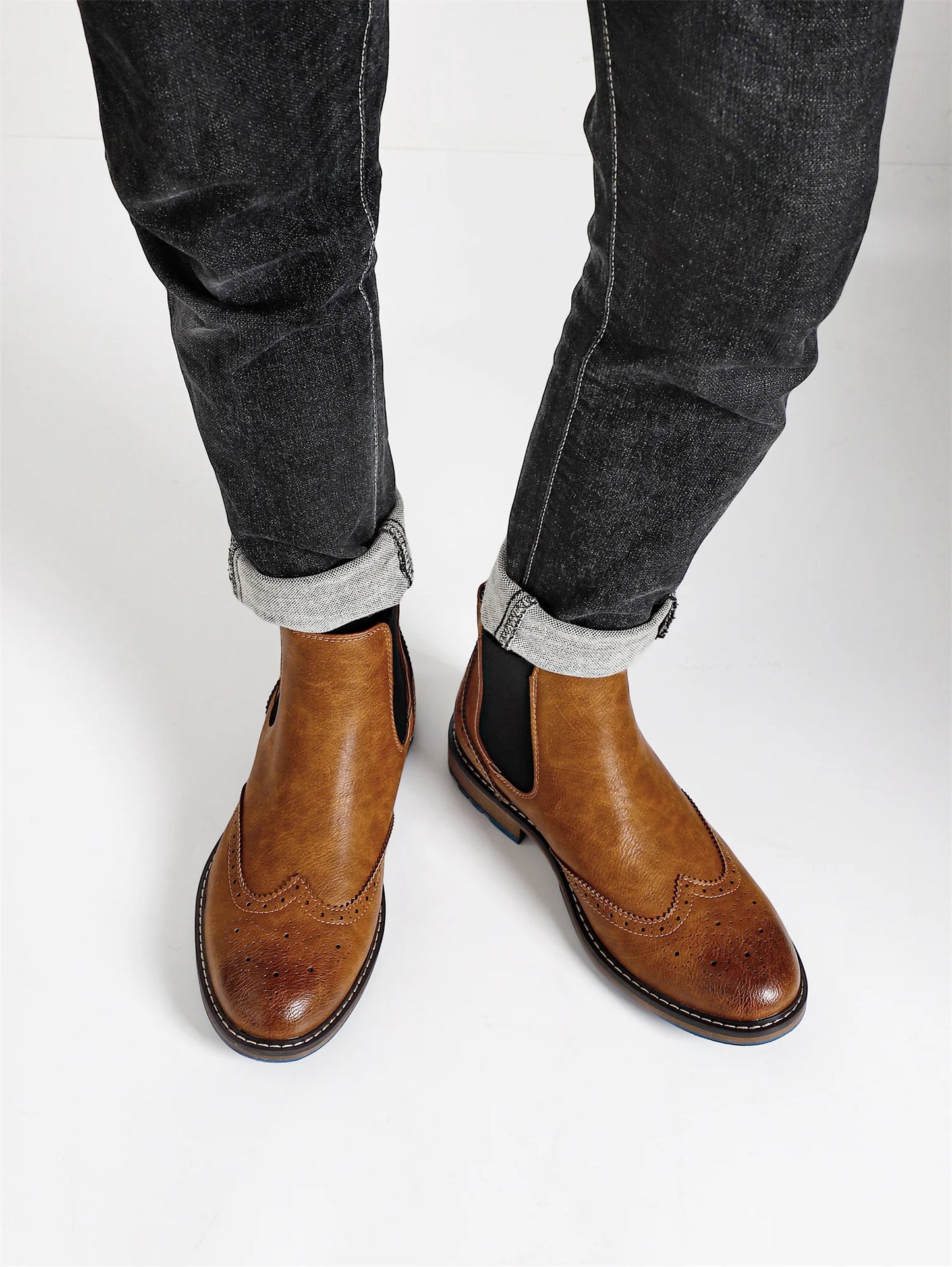Classic Red Wine Chelsea Boots For Men