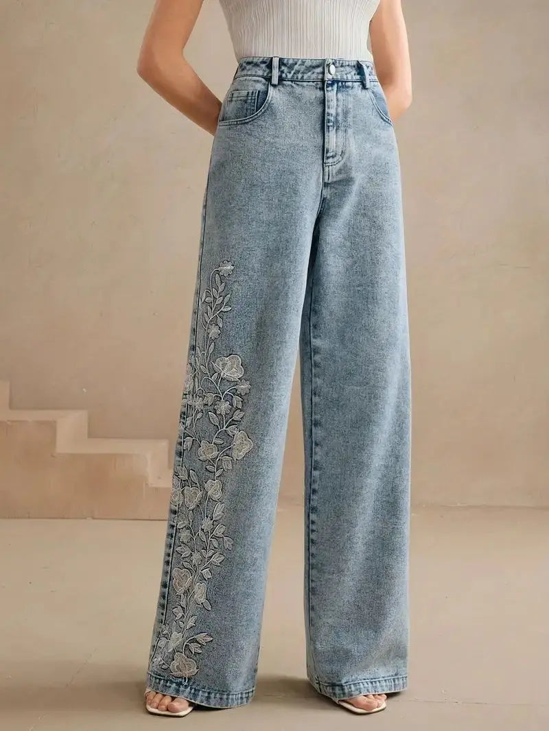 Washed Embroidery  Denim