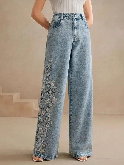 Washed Embroidery  Denim