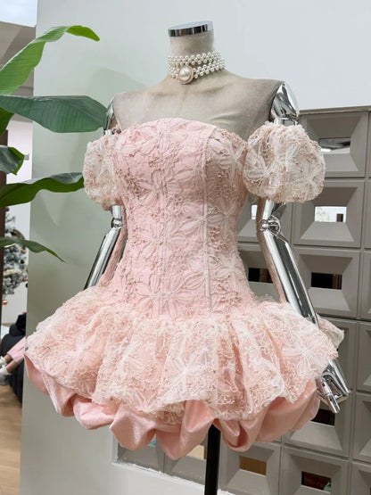 Corset Ball Gown Elegant Lace Peplum Strapless Dress