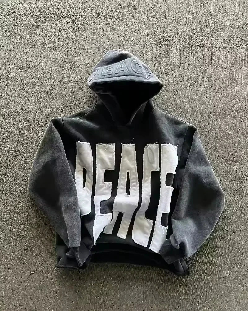 Oversized Pattern Printed Zipper Hooded for Men