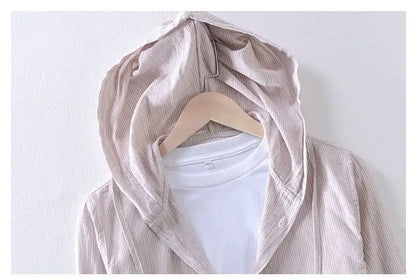 Casual Top Thin Hooded Striped Jacket