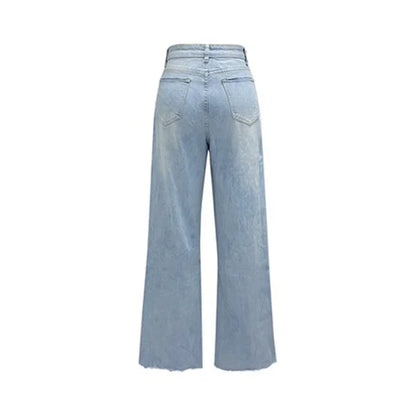 Broken Holes Trend Straight Jeans