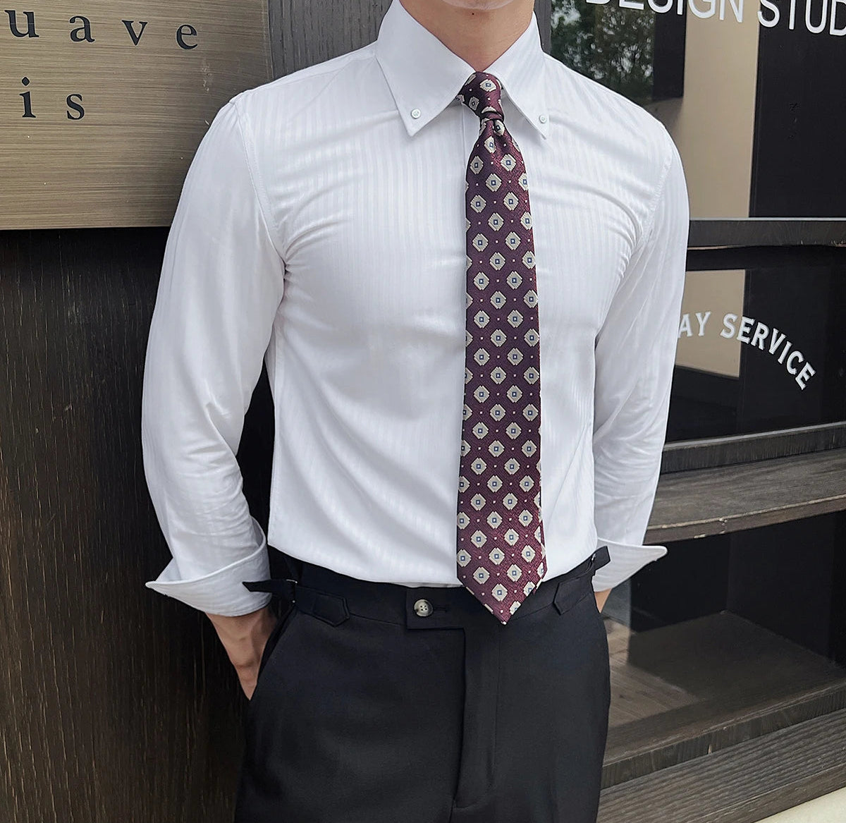 Dark striped slim-fit shirt
