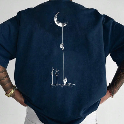 Astronaut landing round neck short sleeved T-shirt for Unisex