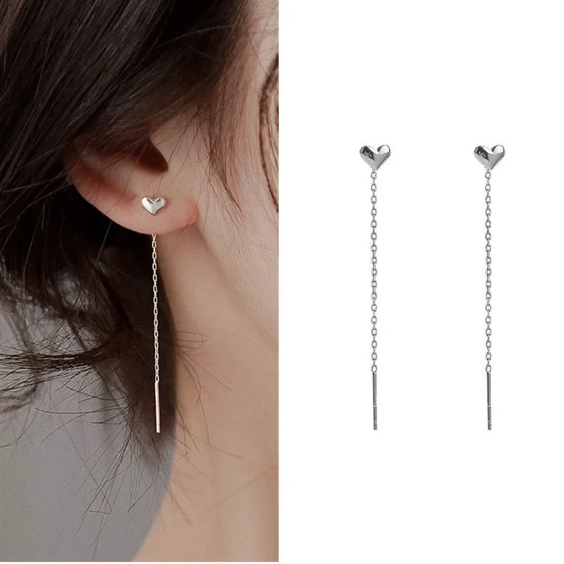 Rose Gold Color Zircon Crystal Threader Earing
