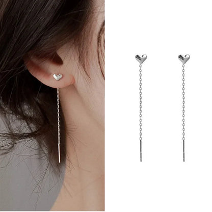 Rose Gold Color Zircon Crystal Threader Earing