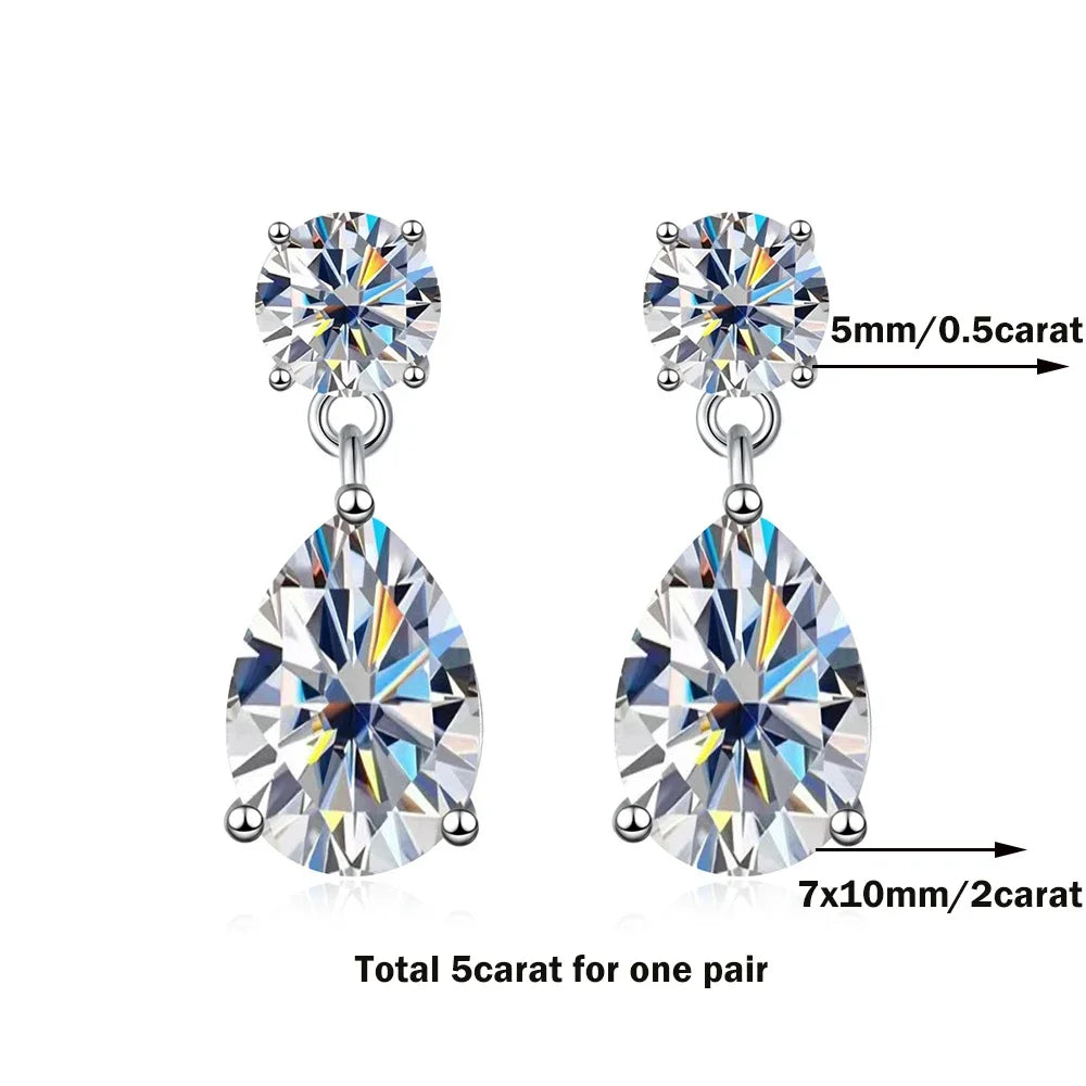 Pear Cut Moissanite Diamond Drop Earring for Women