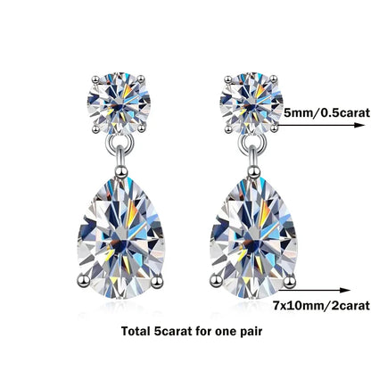 Pear Cut Moissanite Diamond Drop Earring for Women