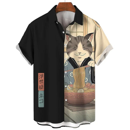Anime Loose Blouse Hawaiian Shirt for Men