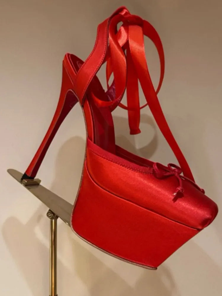 Stiletto Sandals Square Headband Butterfly  Heels