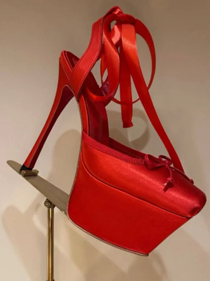 Stiletto Sandals Square Headband Butterfly  Heels