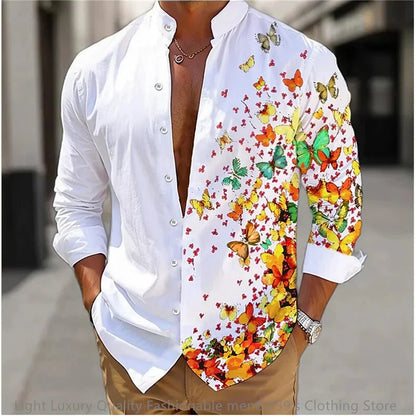 Flower pattern long-sleeved Shirt for Men