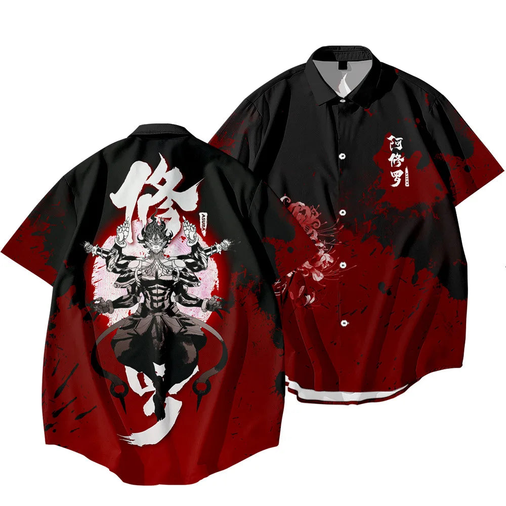 Black Dragon Tiger Print Ethnic Shirt