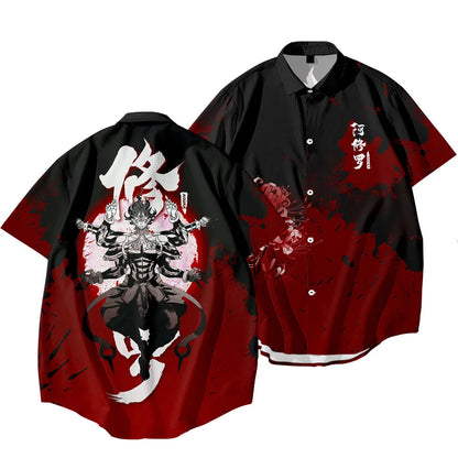 Black Dragon Tiger Print Ethnic Shirt