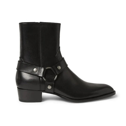Thick-Soled Pointed-Toed Chelsea British Casual High-Heeled Ankle Boots