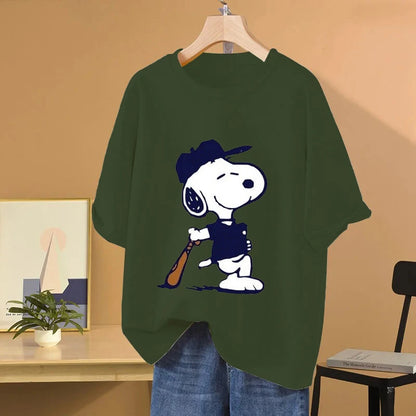 Snoopy Baseball Cartoon Anime Women T-shirt