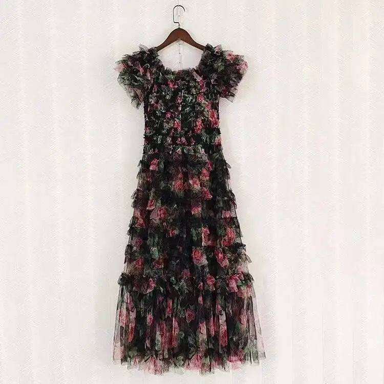 Runway Summer Holiday Floral Long Prom Dress For Women