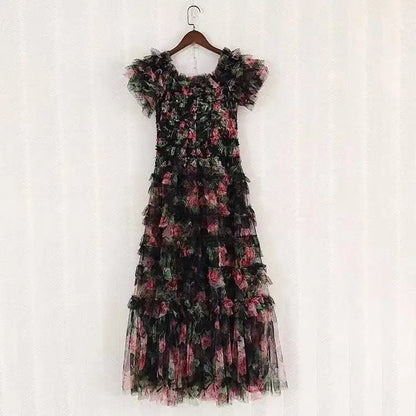 Runway Summer Holiday Floral Long Prom Dress For Women