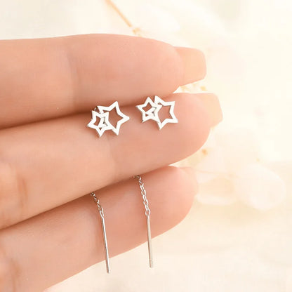 Rose Gold Color Zircon Crystal Threader Earing